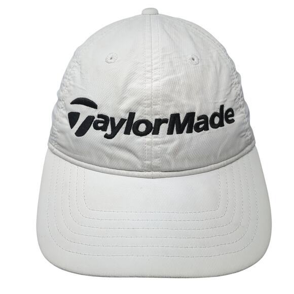TaylorMade Strapback Hat Solid White One Size Vent Holes Outdoor - Picture 1 of 8